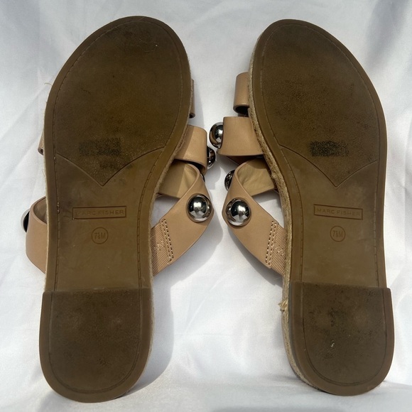 Marc Fisher Prisca Ball-Studded Espadrille Sandals in Tan - Picture 4 of 8